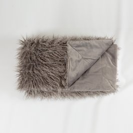 Throw Afghan Faux Fur, grey 140 x 180 cm