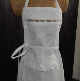 Apron I love Rooster, white 70 x 90 cm