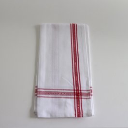 vit kökshandduk med röda revärer svensk design