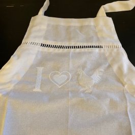Apron I love Rooster, white 70 x 90 cm