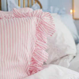 Pillowcase Pink striped flounce, 50 x 60 cm